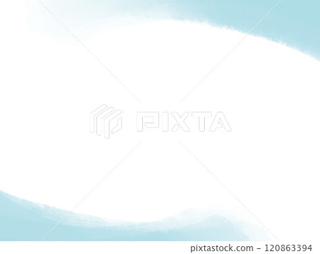 A soft light blue curved frame drawn with a brush, watercolor painting 120863394