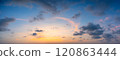 Dramatic panorama sky with cloud on twilight time. 120863444