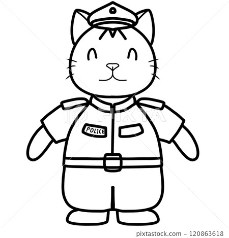 Doodle cartoon of cat policeman 120863618