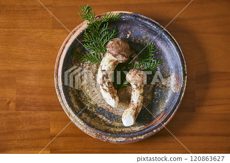 陶器中的松茸蘑菇 120863627