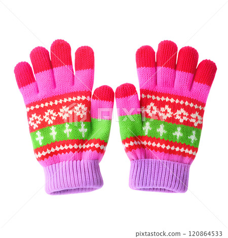Winter and Christmas gloves on an isolated background Winter and Christmas gloves on an isolated background 120864533