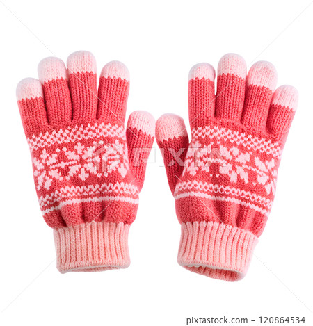 Winter and Christmas gloves on an isolated background Winter and Christmas gloves on an isolated background 120864534