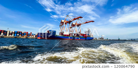Tokyo Bay and gantry cranes 120864790