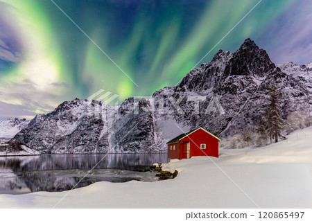 Northern lights in Norway, Lofoten Islands Northern lights in Norway, Lofoten Islands 120865497