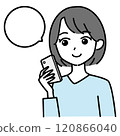 Illustration of a woman operating a smartphone 120866040