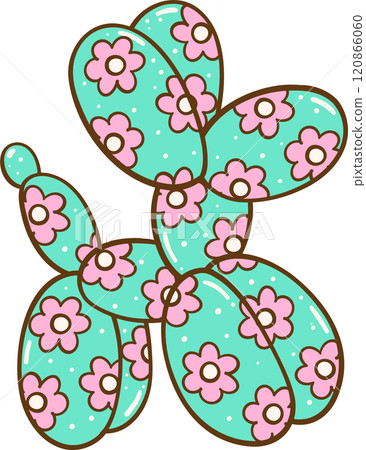 Groovy Floral Dog Balloon Doodle Hand Drawn Groovy Floral Dog Balloon Doodle Hand Drawn 120866060