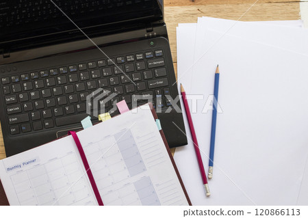 mobile phone, notebook planner, computer for business work mobile phone, notebook planner, computer for business work 120866113