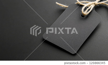 Blanc black tag on a black background for labeling gifts 120866345