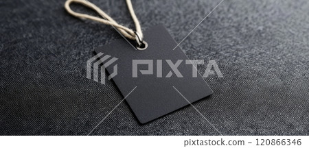 Blanc black tag on a black background for labeling gifts 120866346