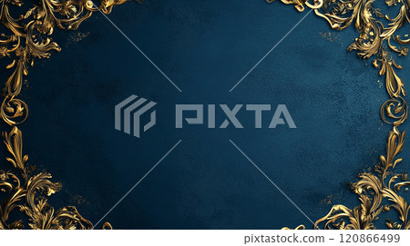 Blue background with gold ornament 120866499