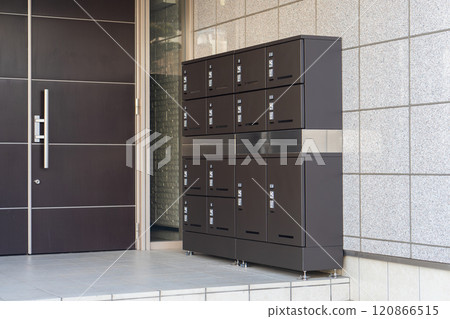 Delivery box at the entrance of the apartment building Delivery box at the entrance of the apartment building 120866515