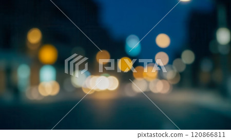 Colorful blurred city lights in evening urban scene, abstract background of vibrant night cityscape with street lamps, glowing signs, and bustling streets, modern lifestyle project 120866811