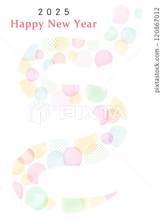 2025 Year of the Snake Reiwa 7 Dot Pattern Watercolor Snake New Year's Card 120867012