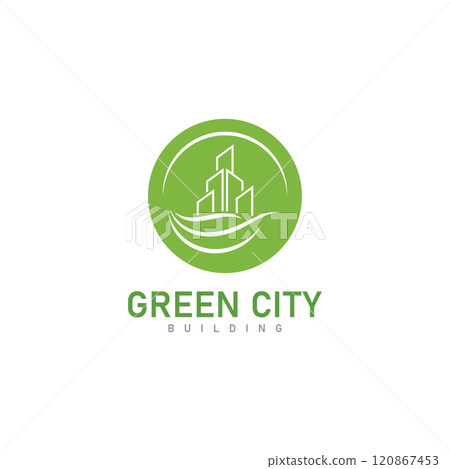 green city skyline logo design property  building vector icon 120867453