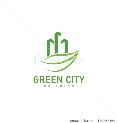 green city skyline logo design property building vector icon green city skyline logo design property building vector icon 120867469
