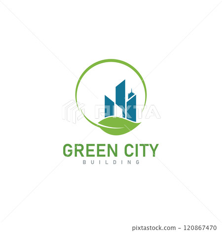 green city skyline logo design property  building vector icon 120867470