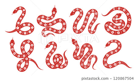 Red wriggling snake in asian style 120867504
