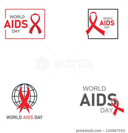 world aids day red ribbon logo vector illustration design icon 120867593