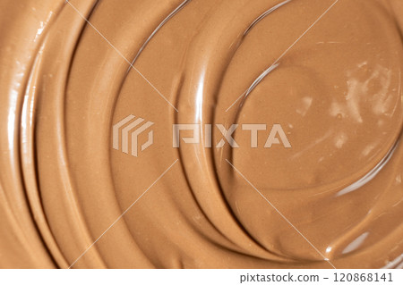 Real Melted Milk Chocolate Top View, Chocolate Texture. 120868141