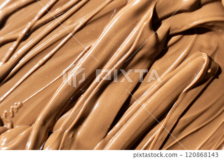 Real Melted Milk Chocolate Top View, Chocolate Texture. Real Melted Milk Chocolate Top View, Chocolate Texture. 120868143