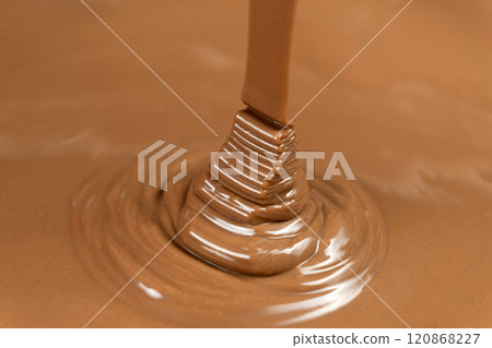 Melted milk chocolate pouring, chocolate texture. Melted milk chocolate pouring, chocolate texture. 120868227