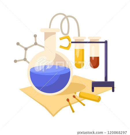 Chemistry Flask as School Education Item and Supply Composition Vector Illustration Chemistry Flask as School Education Item and Supply Composition Vector Illustration 120868297