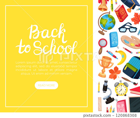 School Supply and Item Banner Design Vector Template School Supply and Item Banner Design Vector Template 120868308