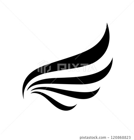 A minimalistic wing black and white vector illustration of a stylized feather. A minimalistic wing black and white vector illustration of a stylized feather. 120868823
