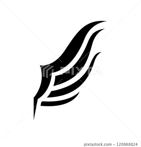 A minimalistic wing black and white vector illustration of a stylized feather. A minimalistic wing black and white vector illustration of a stylized feather. 120868824