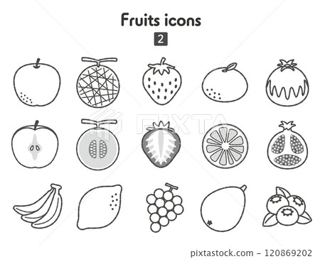 水果圖示集合 02 單色 水果圖示集合 02 單色 120869202