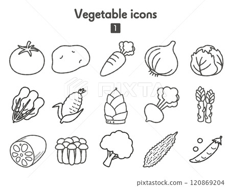 蔬菜圖示集合 01 單色 120869204