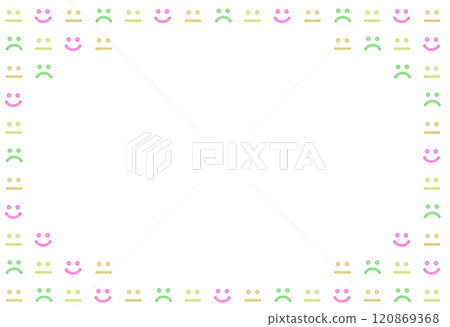 帶有各種表情的明亮面孔圖標的框架 帶有各種表情的明亮面孔圖標的框架 120869368