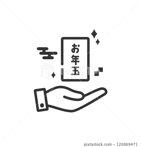 New Year's money icon (line drawing, black and white) 120869471