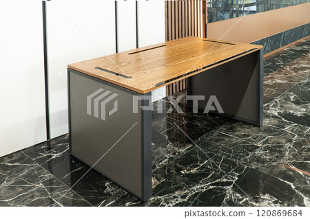 Director's office with large wooden table. Interior design Director's office with large wooden table. Interior design 120869684