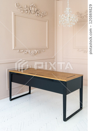 Director's office with large wooden table. Interior design Director's office with large wooden table. Interior design 120869829