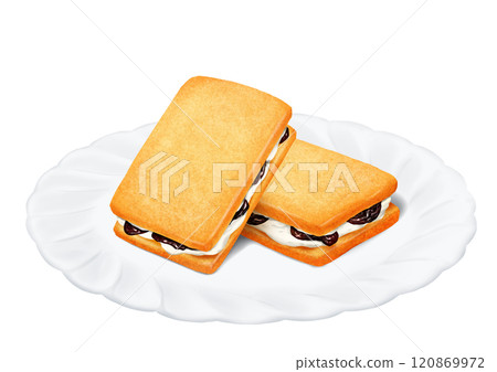 Raisin sandwich, plate, food, sweets 120869972