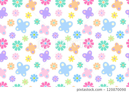 Seamless pastel butterfly and flower pattern Seamless pastel butterfly and flower pattern 120870098