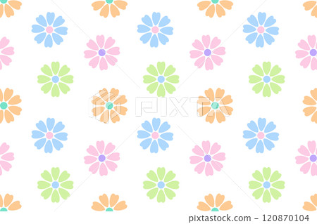 Seamless pastel floral pattern with daisy-like flowers 120870104