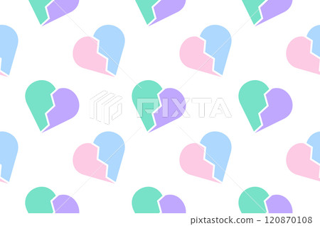 Broken Heart Pastel Seamless Pattern 120870108