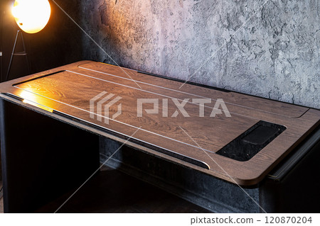 Director's office with large wooden table. Interior design 120870204