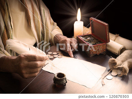 Man with a cash in the box 120870303