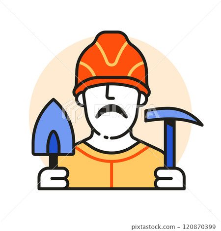 Constructor Builder Man Line Art Icon 120870399