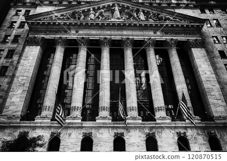stock exchange building in new york old style black and white photo of stock exchange building in new york old style black and white photo of 120870515