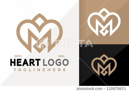 Letter M Heart Crown Elegant Logo Icon Vector Design 120870651
