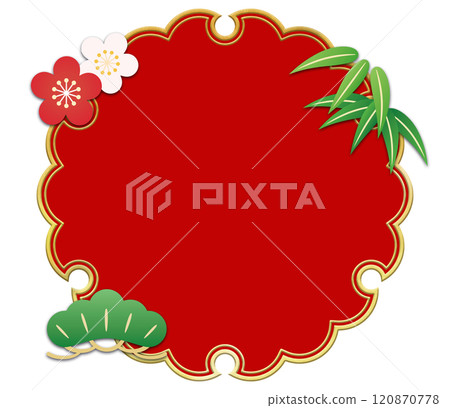 Golden snowflake and pine, bamboo and plum background material 120870778