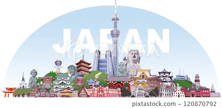日本旅遊勝地插畫集 JAPAN 120870792