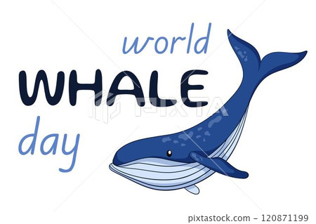 World whale day card in hand drawn style. Outline banner for holiday. 15 February. World whale day card in hand drawn style. Outline banner for holiday. 15 February. 120871199