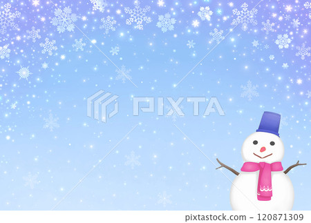 雪人和閃閃發光的雪花 120871309