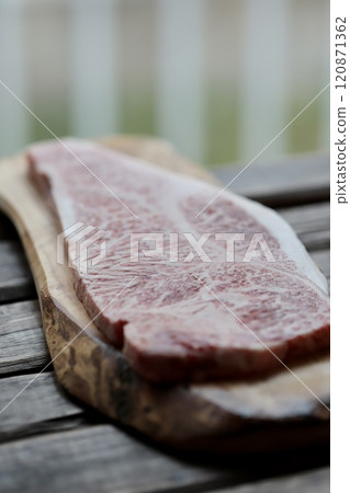 A5 rank marbled Wagyu beef sirloin steak Hokkaido Wagyu 120871362