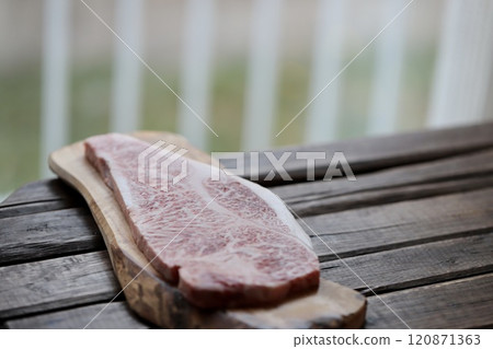 A5 rank marbled Wagyu beef sirloin steak Hokkaido Wagyu 120871363